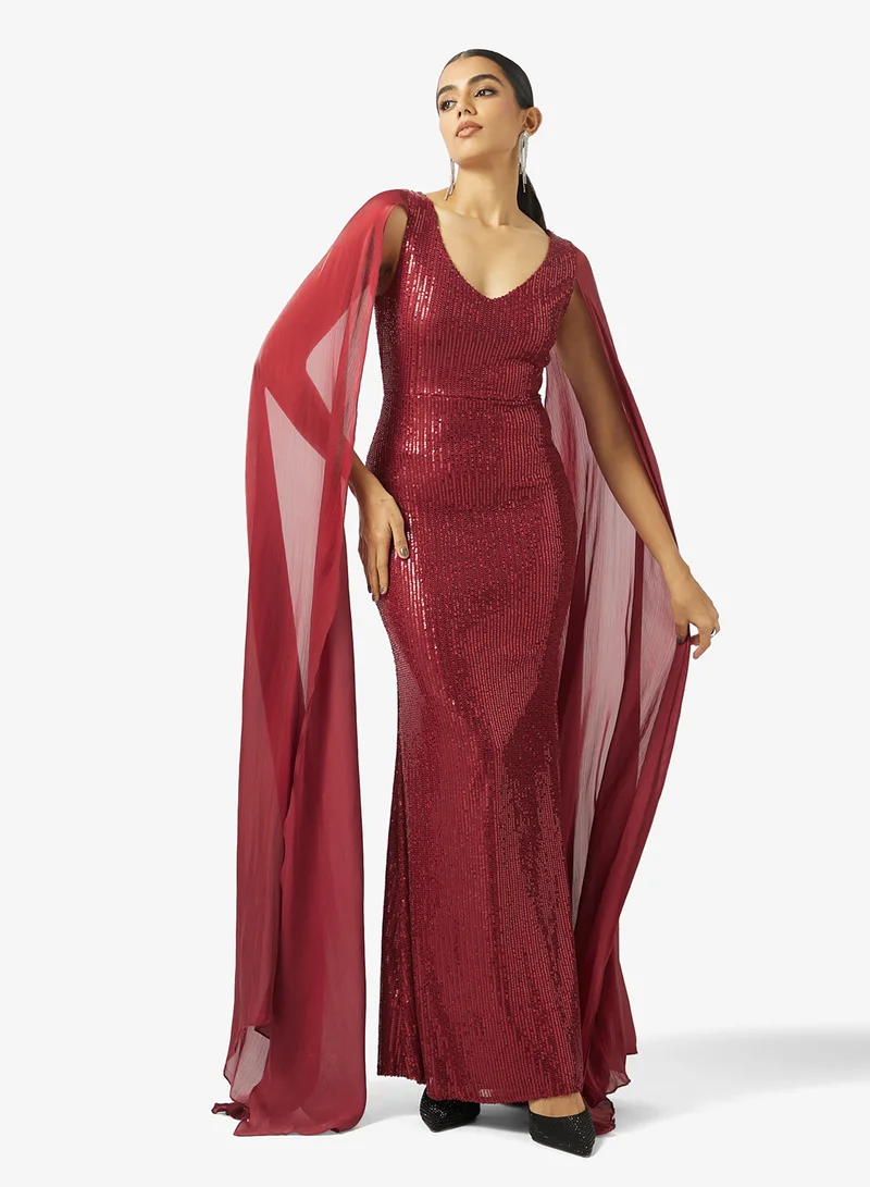 خزانة Shimmer Dress With Exaggerated Sleeves